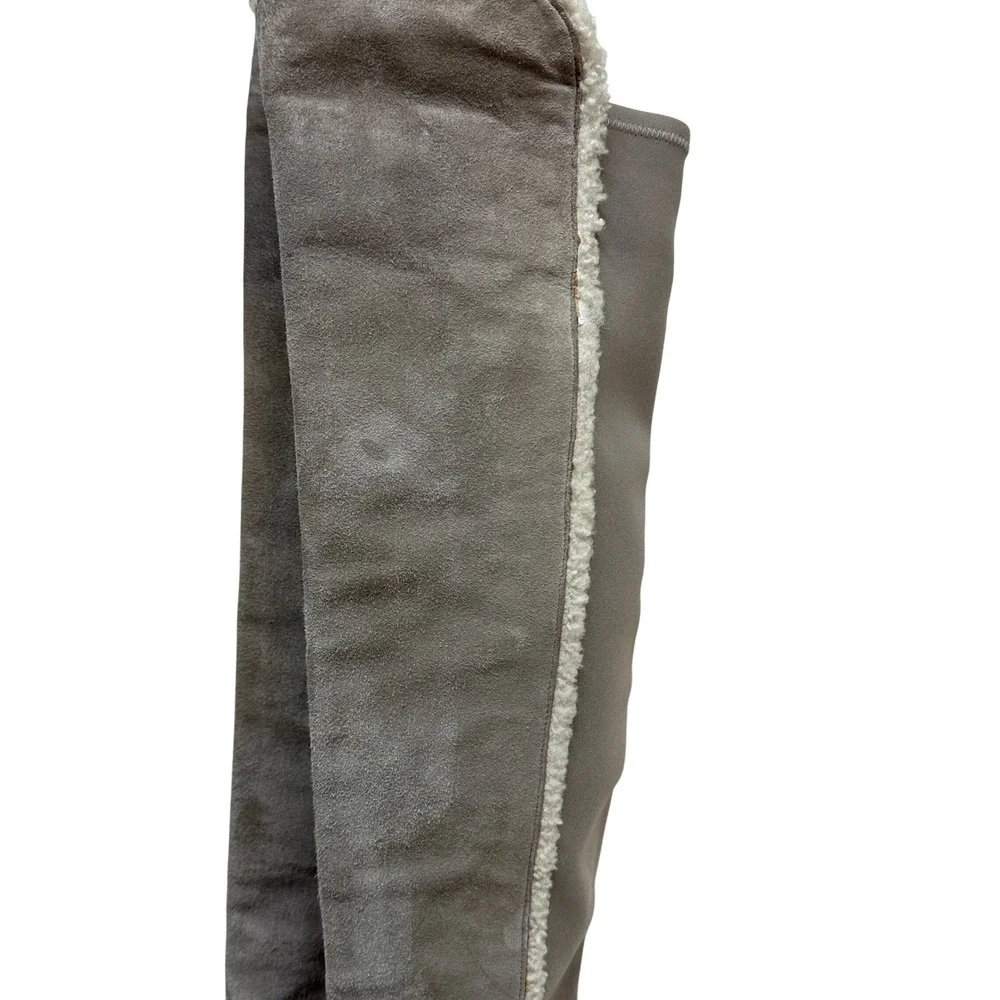 Stuart Weitzman Gray Suede Parka Shearling Lined Over The Knee Boots Women's 8.5